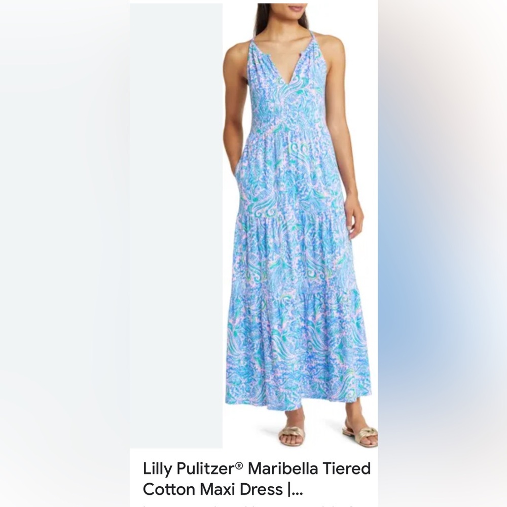 Lilly Pulitzer Blue & Aqua Paisley Tiered Maxi Dress